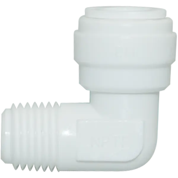 Elbow Male Adapter - 3/8 inch Quick-Connect x 0.25 inch MPT - Acetal - Spectrapure