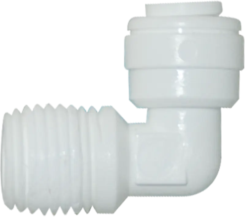 Elbow Male Adapter - 3/8" Quick-Connect x 0.5" MPT - Acetal -DM-40-6-8 - SpectraPure, Inc.