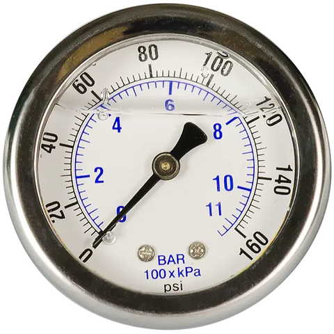 Pressure Gauge - 2" - 0-160 psi with 1/8" MPT Back Port - Spectrapure