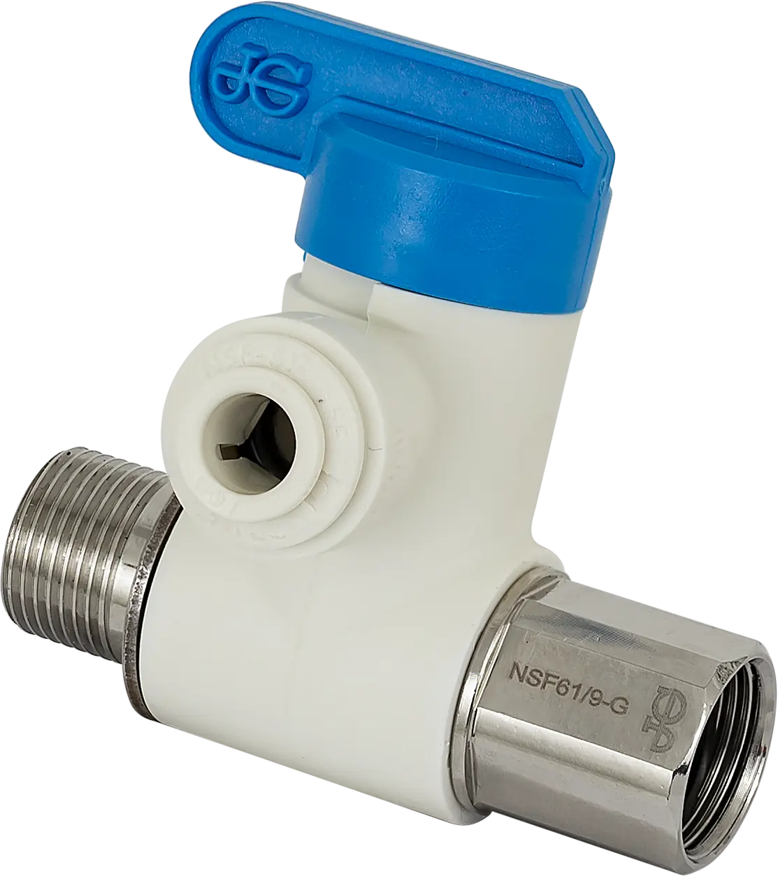 John Guest Feed Water Adapter for Systems with Faucets - 3/8" x 3/8" x 1/4" Quick Connect - VA-FD-6-4 - SpectraPure, Inc.