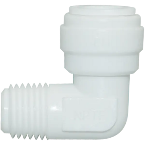 Elbow Male Adapter - 3/8 inch Quick-Connect x 0.25 inch MPT - Acetal - Spectrapure