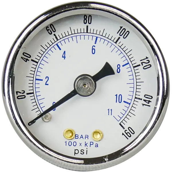 Pressure Gauge 1.5" - 0-160 psi with 1/8" MPT Back Port - Spectrapure