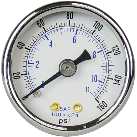 Pressure Gauge 1.5" - 0-160 psi with 1/8" MPT Back Port - Spectrapure