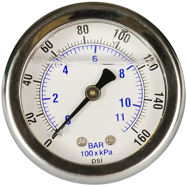 Pressure Gauge - 2" - 0-160 psi with 1/8" MPT Back Port - Spectrapure