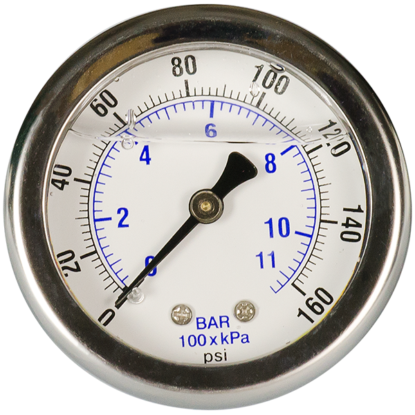 Pressure Gauge - 2" - 0-160 psi with 1/8" MPT Back Port - Spectrapure