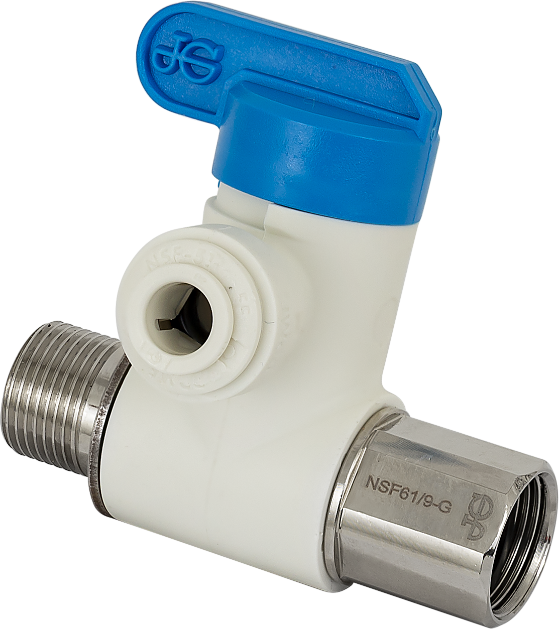 John Guest Feed Water Adapter for Systems with Faucets - 3/8" x 3/8" x 1/4" Quick Connect - VA-FD-6-4 - SpectraPure, Inc.